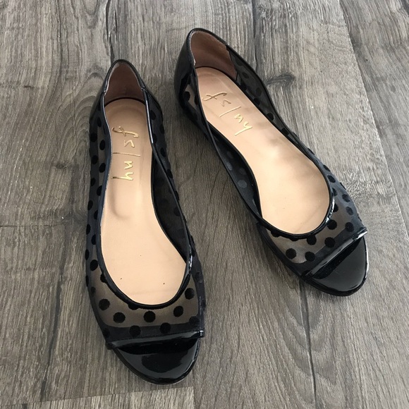 French Sole Shoes - French Sole FS/NY ‘noir’ polka dot mesh flats